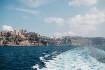 Malerischer Blick auf Meer und Berge in majestätischen Santorini, südliche Ägäis, thira, Santorini, Griechenland — Stockfoto