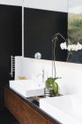 Waschbecken und Spiegel im modernen Badezimmer — Stockfoto