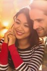 Close up smiling, affectionate couple looking away — Stock Photo