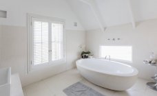 Baignoire ronde blanche de luxe moderne dans la salle de bain — Photo de stock