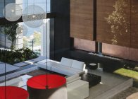 Modern living room in open floor plan — Stock Photo