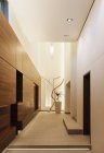 Wood paneling in modern corridor — Stock Photo