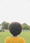 Visão traseira da mulher com afro em pé no parque — Fotografia de Stock