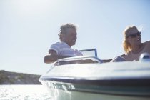 Couple riding in boat together — Stock Photo