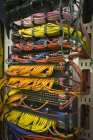 Багатокольорові серверні кабелі кімнати — стокове фото
