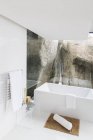 Ванна и камень особенность современной ванной комнаты — стоковое фото
