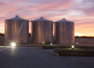 Silage storage towers against dramatic sky — Stock Photo