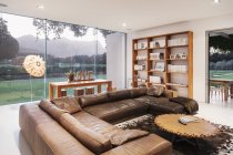 Leather sofas in luxury living room — Stock Photo