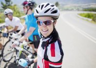 Cyclist smiling before race — Stock Photo
