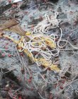 Avvicinamento di fili e reti da pesca aggrovigliati — Foto stock