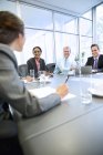 Smiling business people meeting in conference room at modern office — Stock Photo