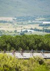 Cyclistes en course sur route rurale — Photo de stock