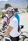 Cyclist smiling before race — Stock Photo
