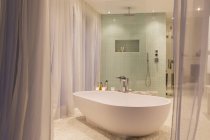 Ванна и душ в современной ванной комнате — стоковое фото
