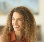 Close up of pretty woman smiling face — Stock Photo