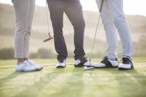 Обрізане зображення друзів, що стоять на полі для гольфу — стокове фото