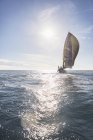 Vista panoramica della barca a vela sull'oceano soleggiato — Foto stock