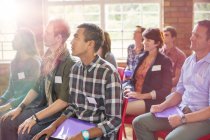 Attentive audience listening in community center — Stock Photo