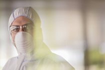 Portrait scientist in clean suit — Stock Photo