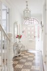 Luxury home showcase interior foyer with chandelier — Stock Photo