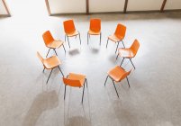 Circle of chairs ready in community center — Stock Photo