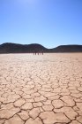 Сафари-тур группа, идущая вдоль солнечной сухой земли Южной Африки — стоковое фото