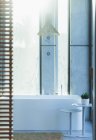 Современная, роскошная домашняя витрина интерьер ванная комната с замачиванием туба — стоковое фото
