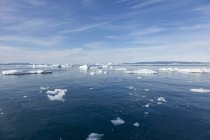 Scioglimento del ghiaccio polare sul sole blu Oceano Atlantico Groenlandia — Foto stock