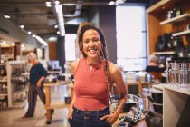 Portrait confident woman shopping in home goods store — Stock Photo