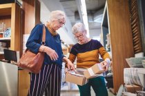 Las mujeres mayores de compras en la tienda de artículos para el hogar - foto de stock