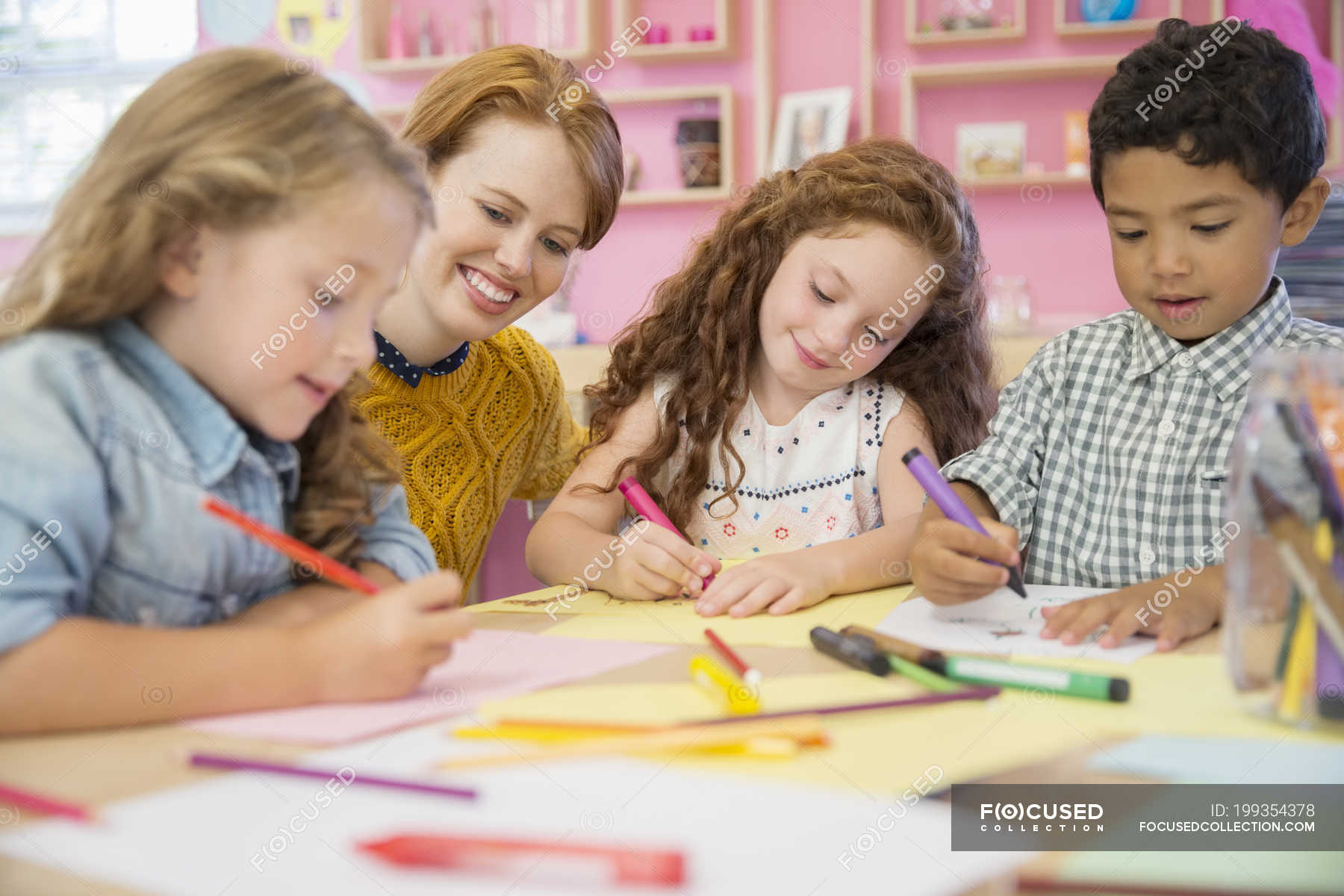 Students In Classroom Drawing