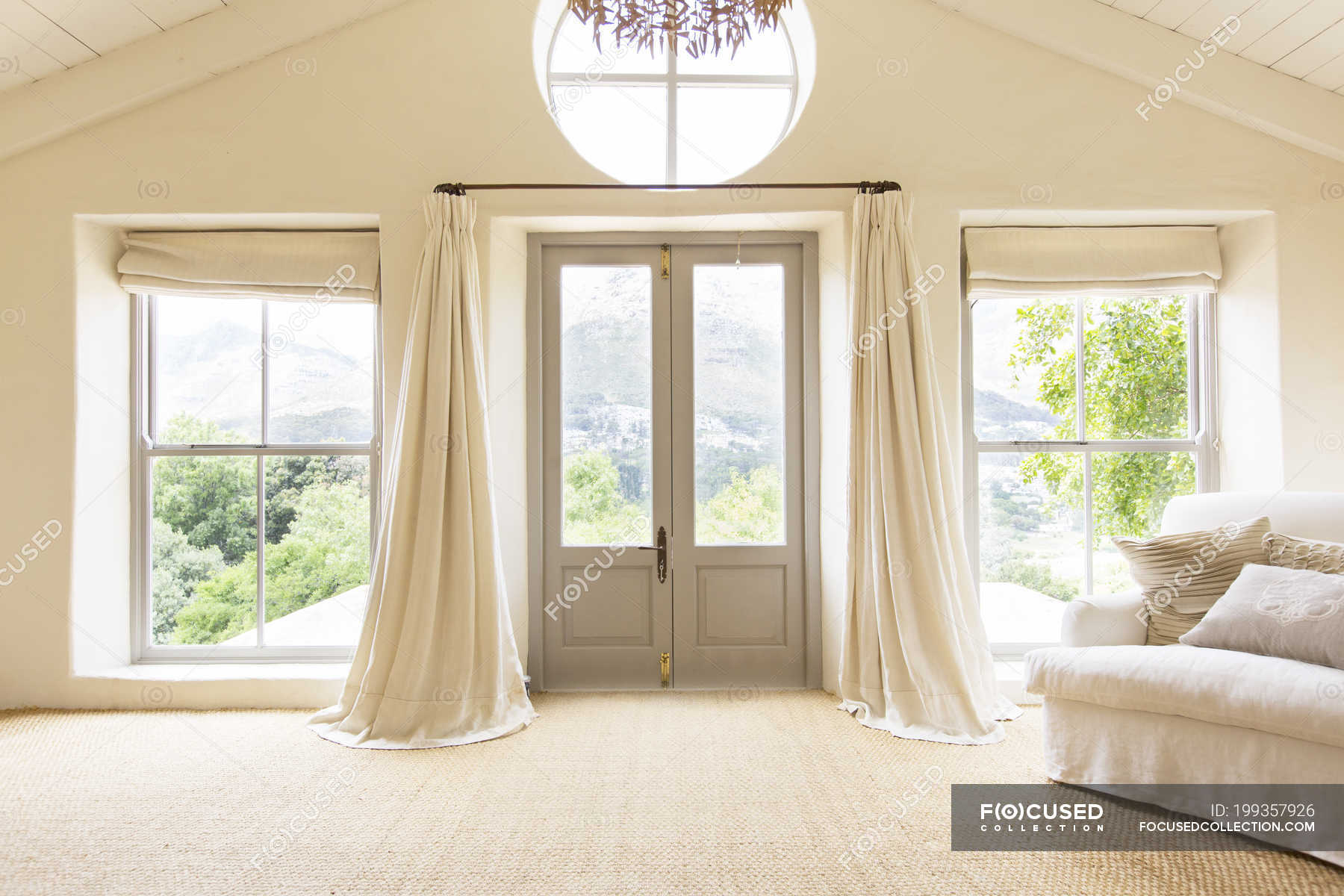 Curtains And Front Doors Of Rustic House Color Image Home