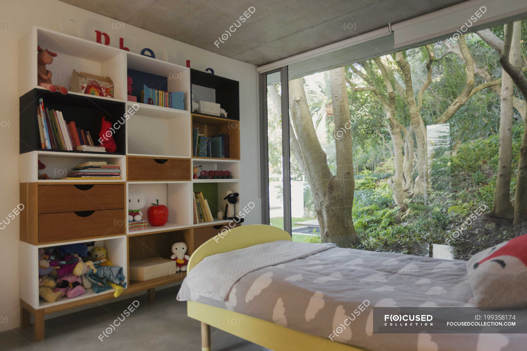 Home Showcase Interior Childs Bedroom With View Of Trees In