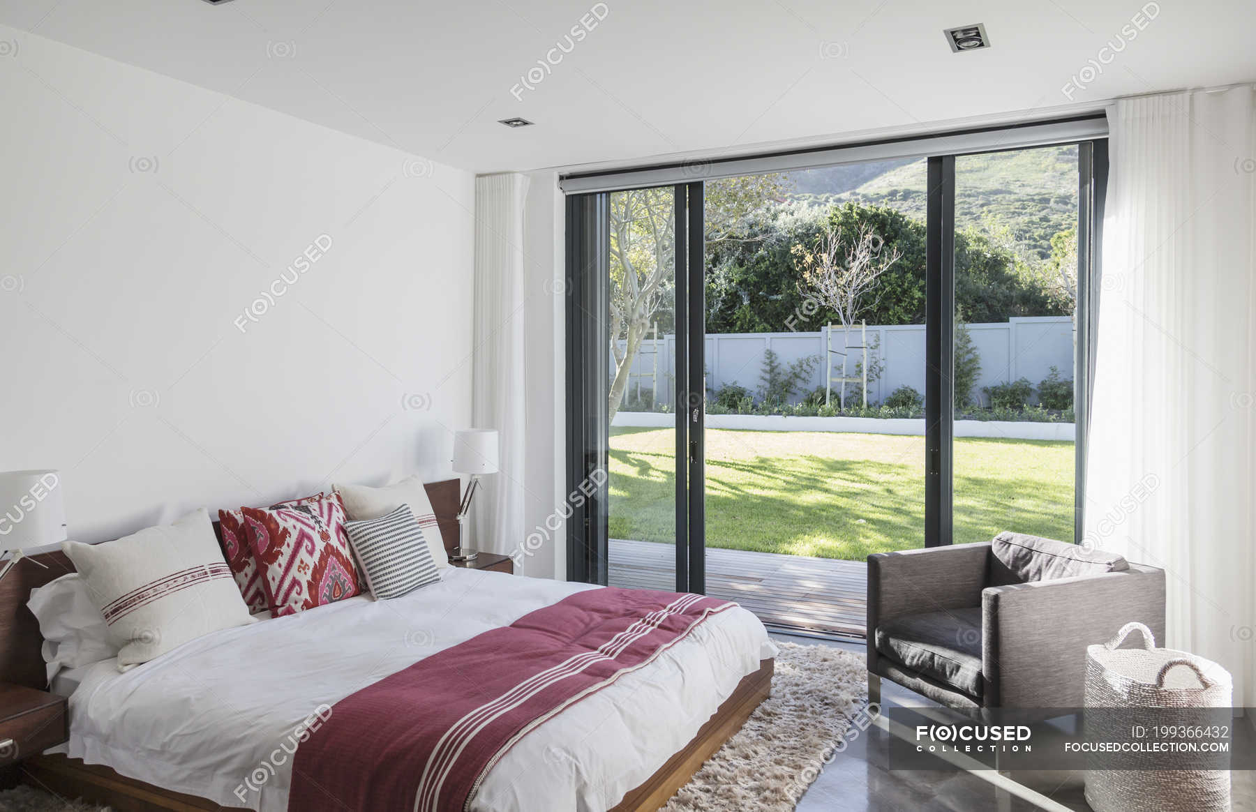 Home Showcase Interior Bedroom With Patio Doors To Garden