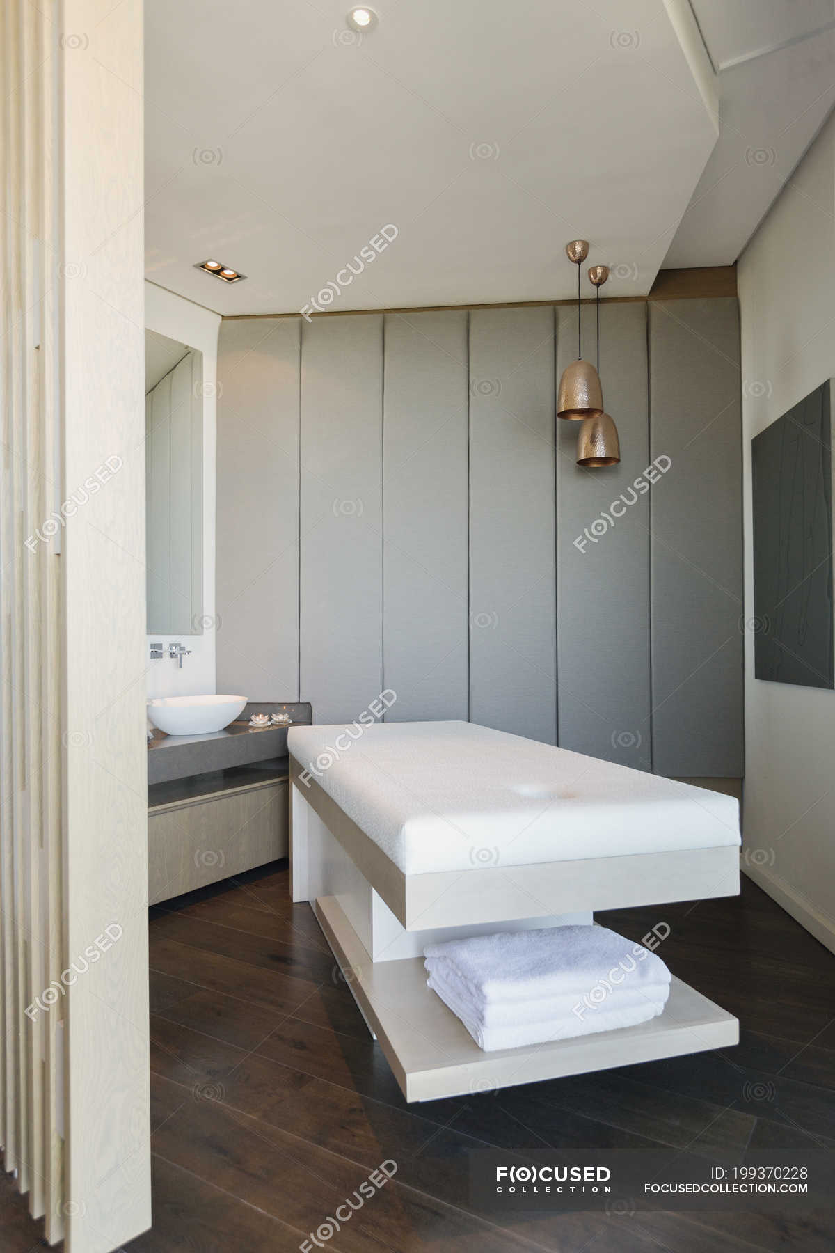 Luxury Spa Massage Room Interior With Massage Tables Hot Tub And Marble  Floor High-Res Stock Photo - Getty Images