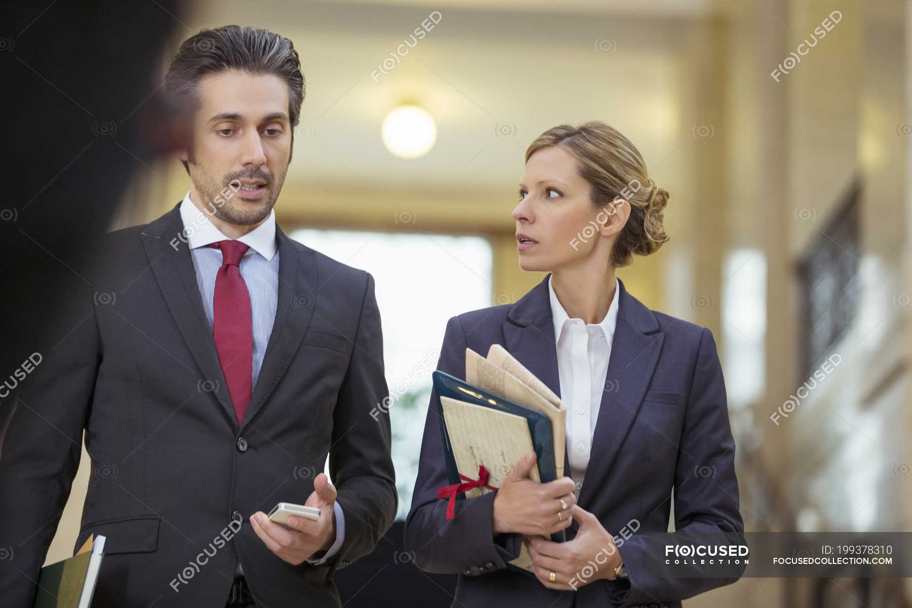 Lawyers Walking Together Through Courthouse — Serious, Decision Making 