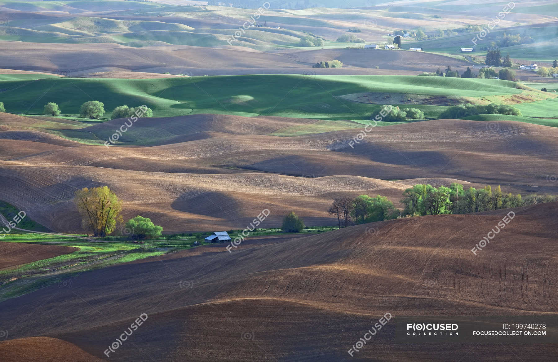 Aerial view of rolling landscape — outdoors, the palouse - Stock Photo ...