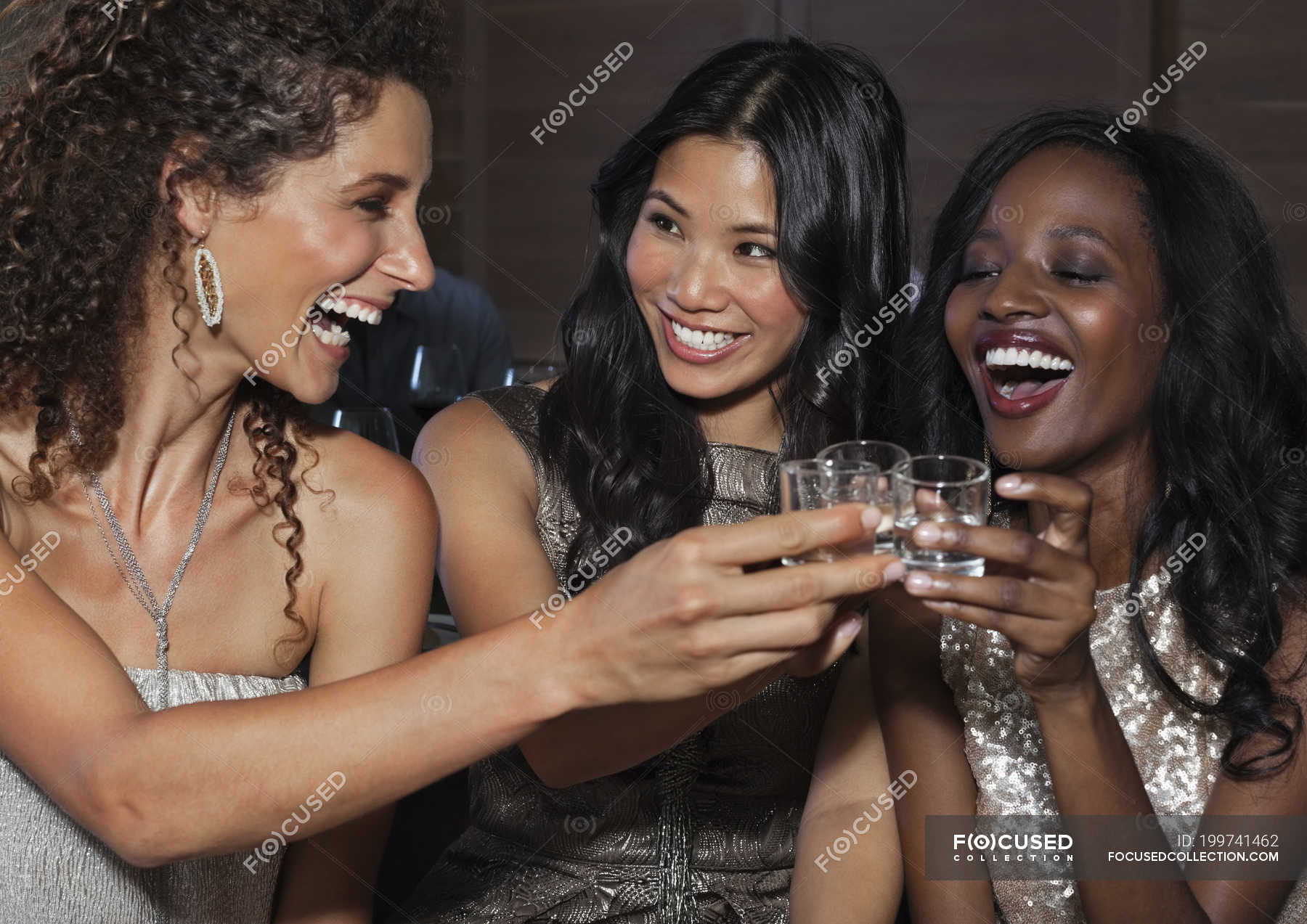 Young attractive Women toasting each other at party — smiling, Weekend ...