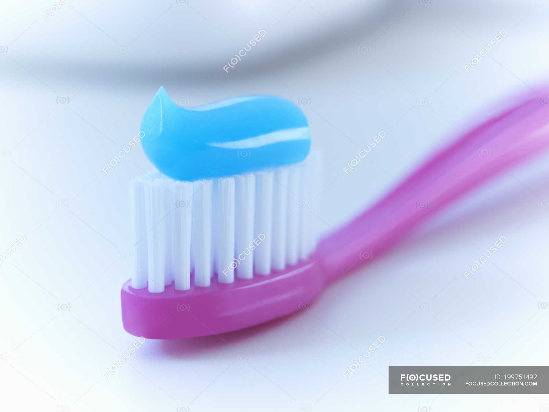 Close up of toothbrush with toothpaste — photography, hygiene Stock