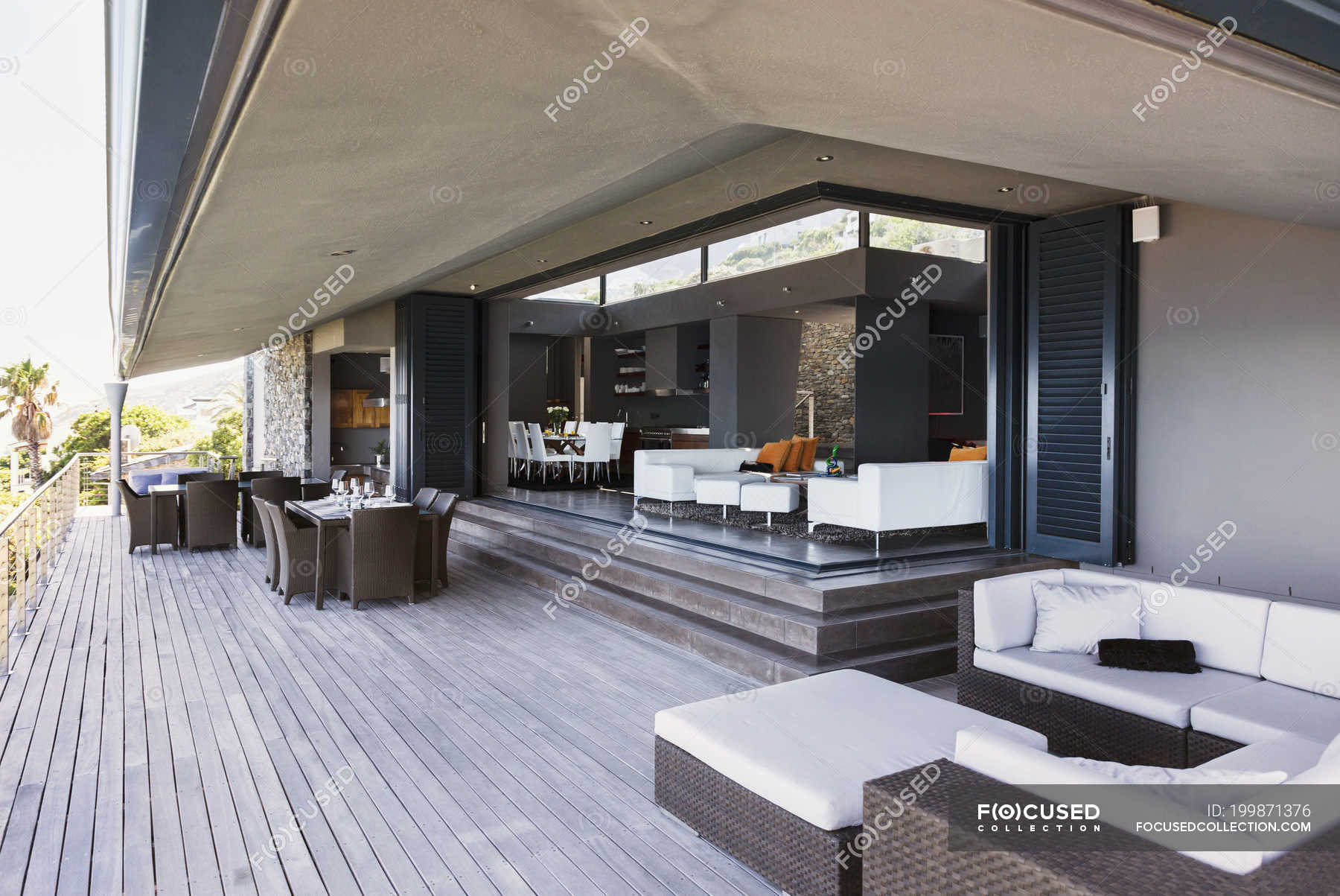 Sofa Tables And Chairs On Modern Balcony Real Estate