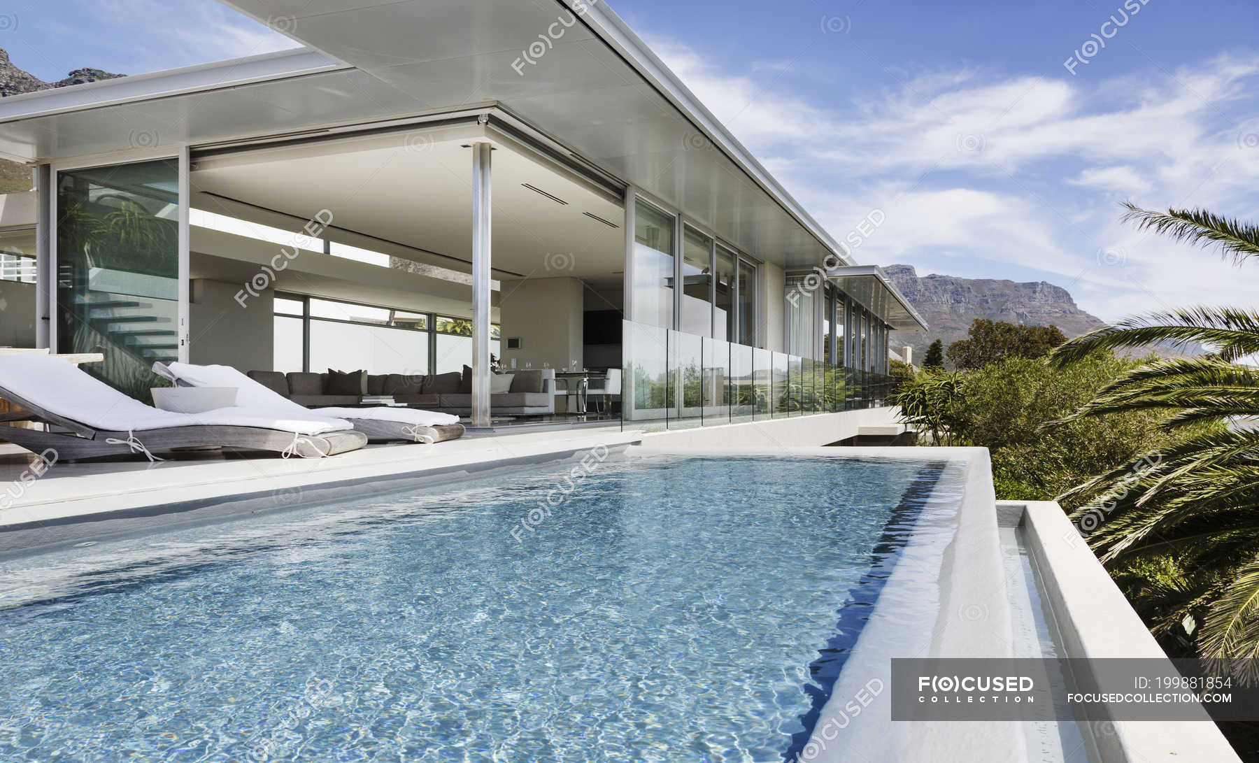 Swimming Pool And Patio Of Modern House Open Real Estate Swimming Pool And Patio Of Modern House