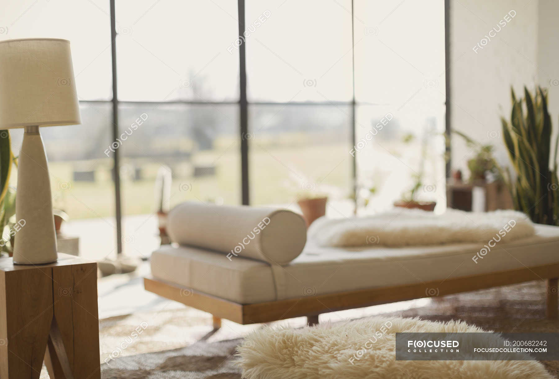 Home Showcase Chaise Lounge In Living Room Backdrop No People Stock Photo 200682242