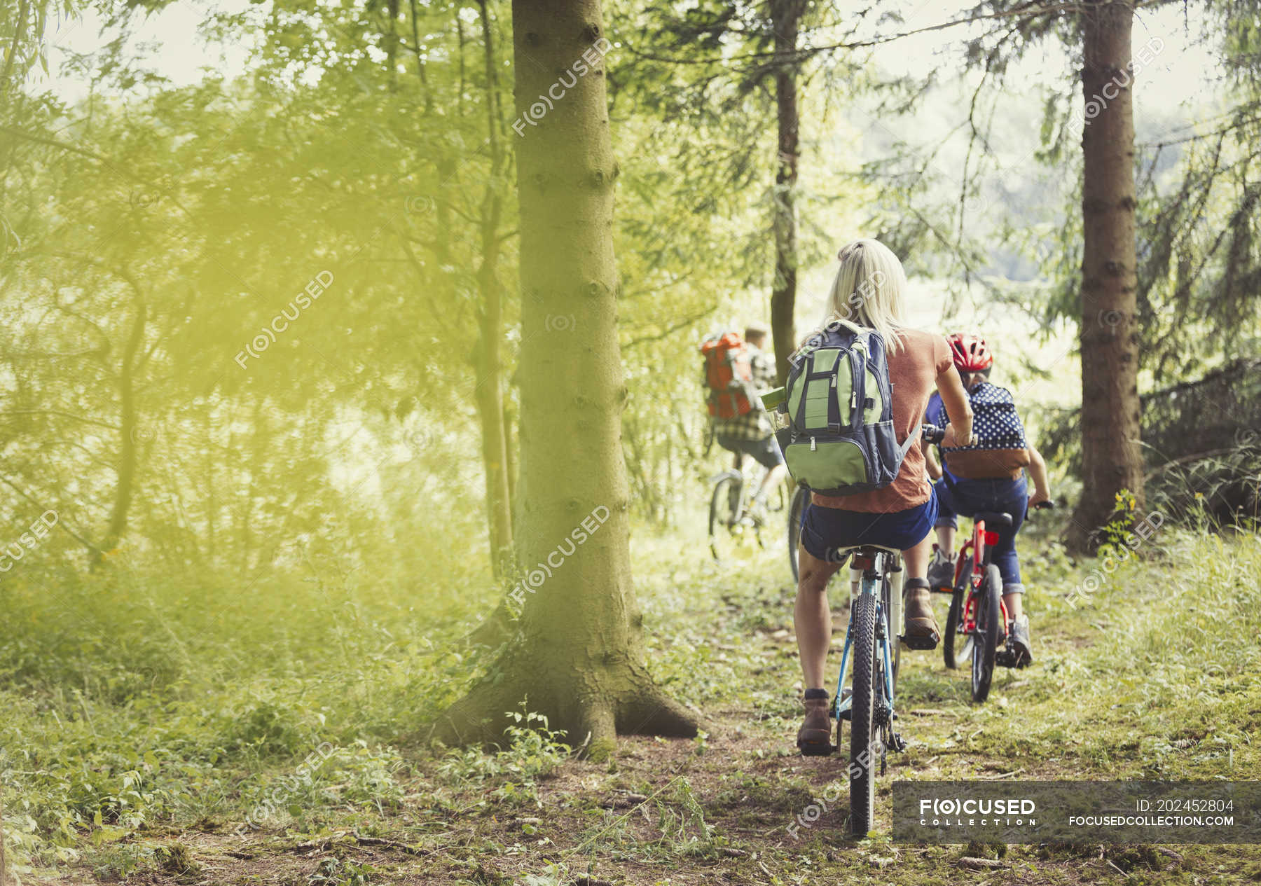 family mountain biking