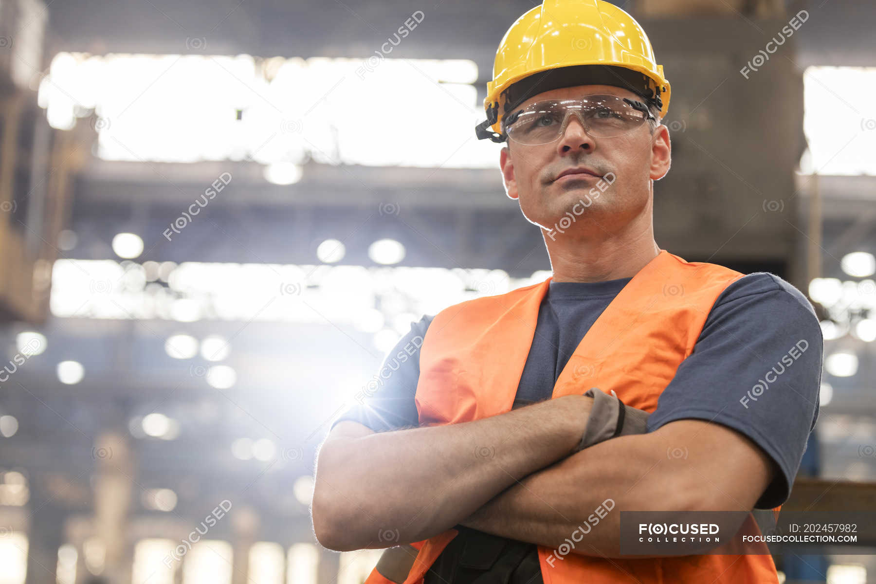 Portrait Serious Confident Steel Worker In Factory — Skill, Ambition 