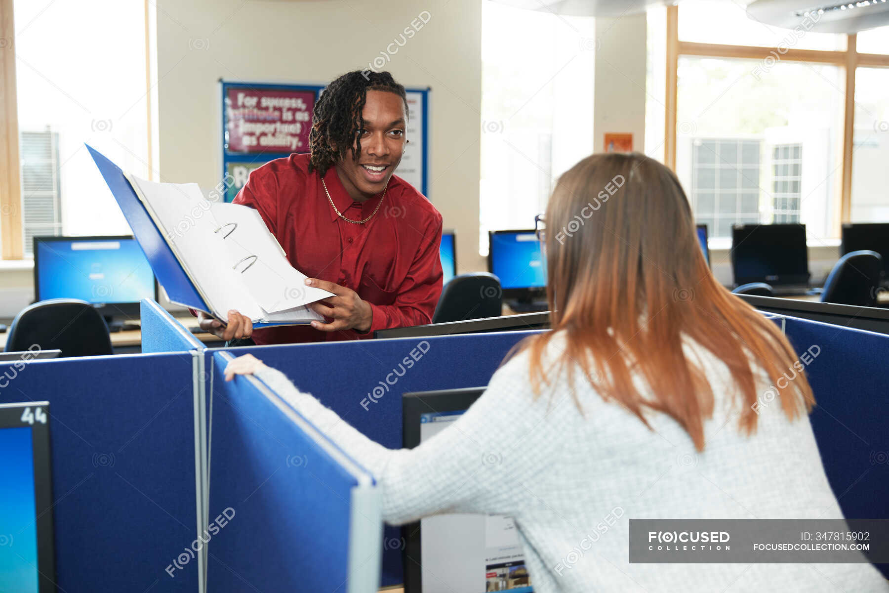 College students studying in computer lab — afro caribbean, classmate ...