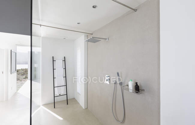 Moderne minimalistische Luxus-Haus Vitrine im Inneren Badezimmer Dusche — Stockfoto
