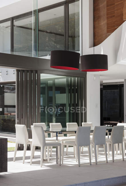 Dining room in modern house  indoors during daytime — Stock Photo