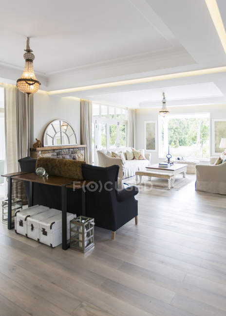 Luxury living room  indoors during daytime — Stock Photo