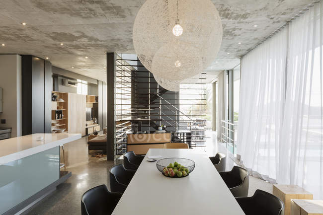 Luxury interior of modern house, dining room — Stock Photo