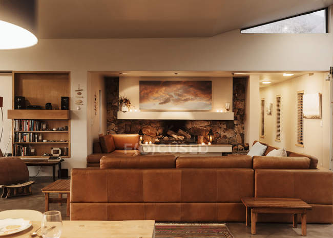 Home showcase interior living room — Stock Photo
